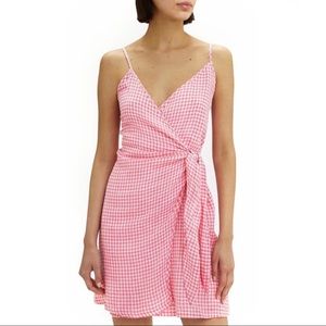 NEW RAILS PINK GINGHAM PRINT MINI WRAP DRESS